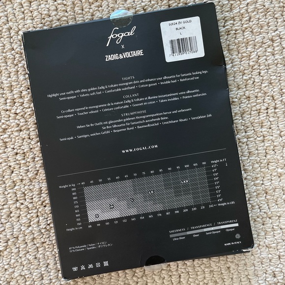 Fogal X Zadig & Voltaire Black and Gold Tights - Picture 3 of 7